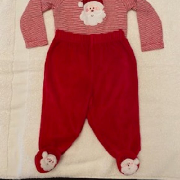 Miniwear Christmas Holiday 2pc. Santa Pajama Loungewear 6-9 months Red/White - Picture 2 of 9